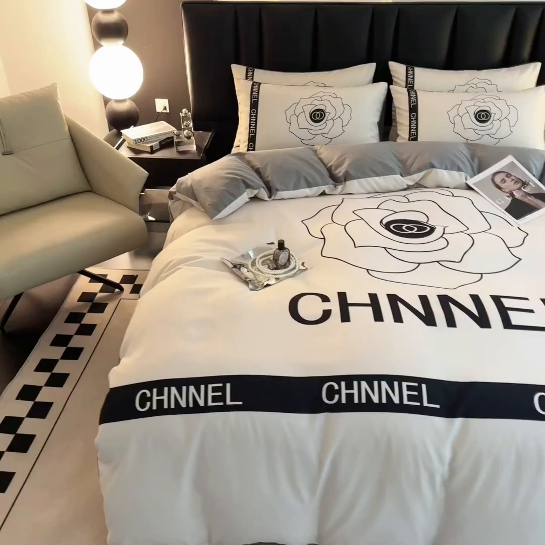 91家纺网 家纺一手货源 找家纺 色鬼布艺高端家居主号 2025新款轻奢亲肤纯棉数码印花网红热款四件套 山茶花