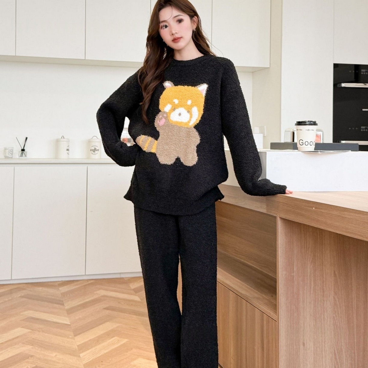 91家纺网 家纺一手货源 找家纺 （总）洛兰沙家居馆 2025新款半边绒高级感卡通圆领减龄家居服加厚可外穿百搭睡衣家居服