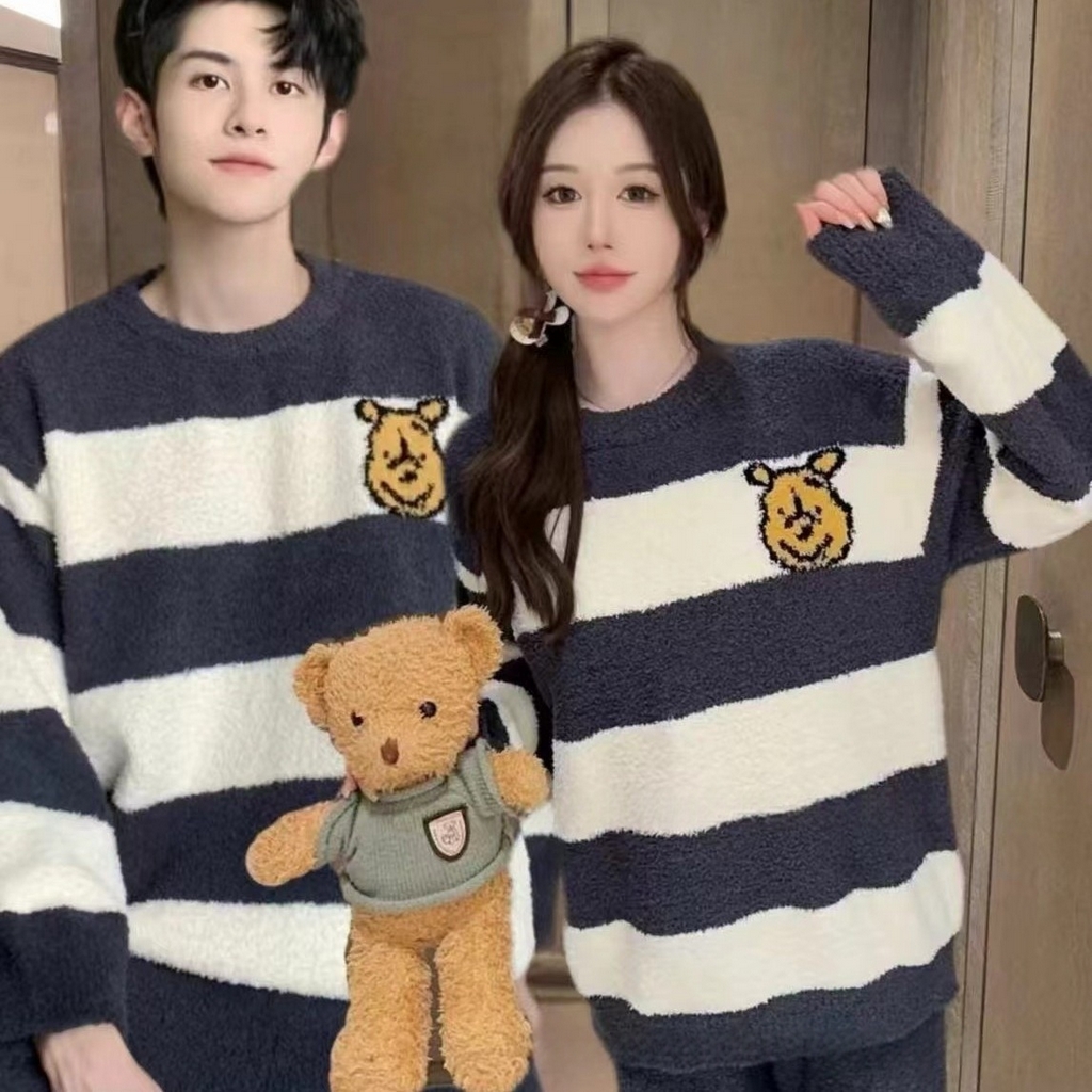 91家纺网 家纺一手货源 找家纺 （总）洛兰沙家居馆 2025新款半边绒高级感卡通圆领减龄家居服加厚可外穿百搭睡衣家居服