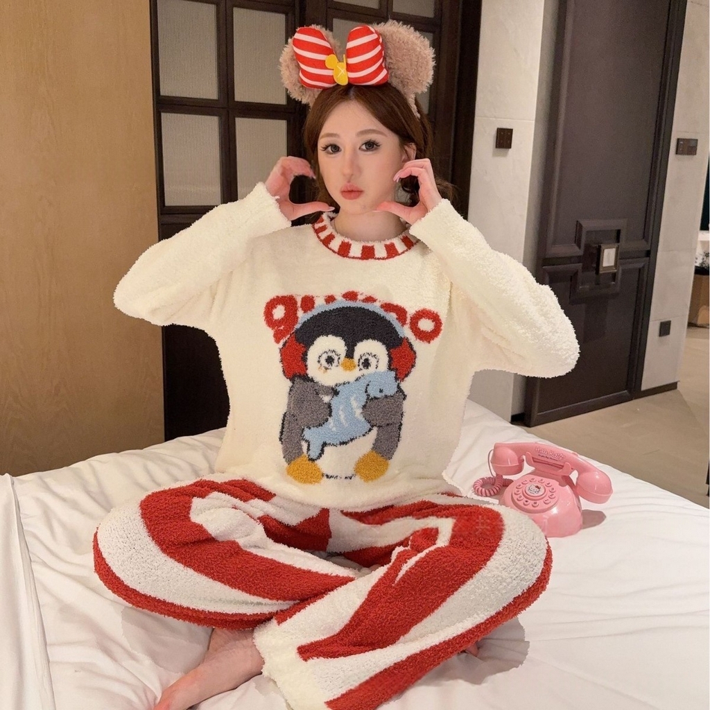 91家纺网 家纺一手货源 找家纺 （总）洛兰沙家居馆 2025新款半边绒高级感卡通圆领减龄家居服加厚可外穿百搭睡衣家居服