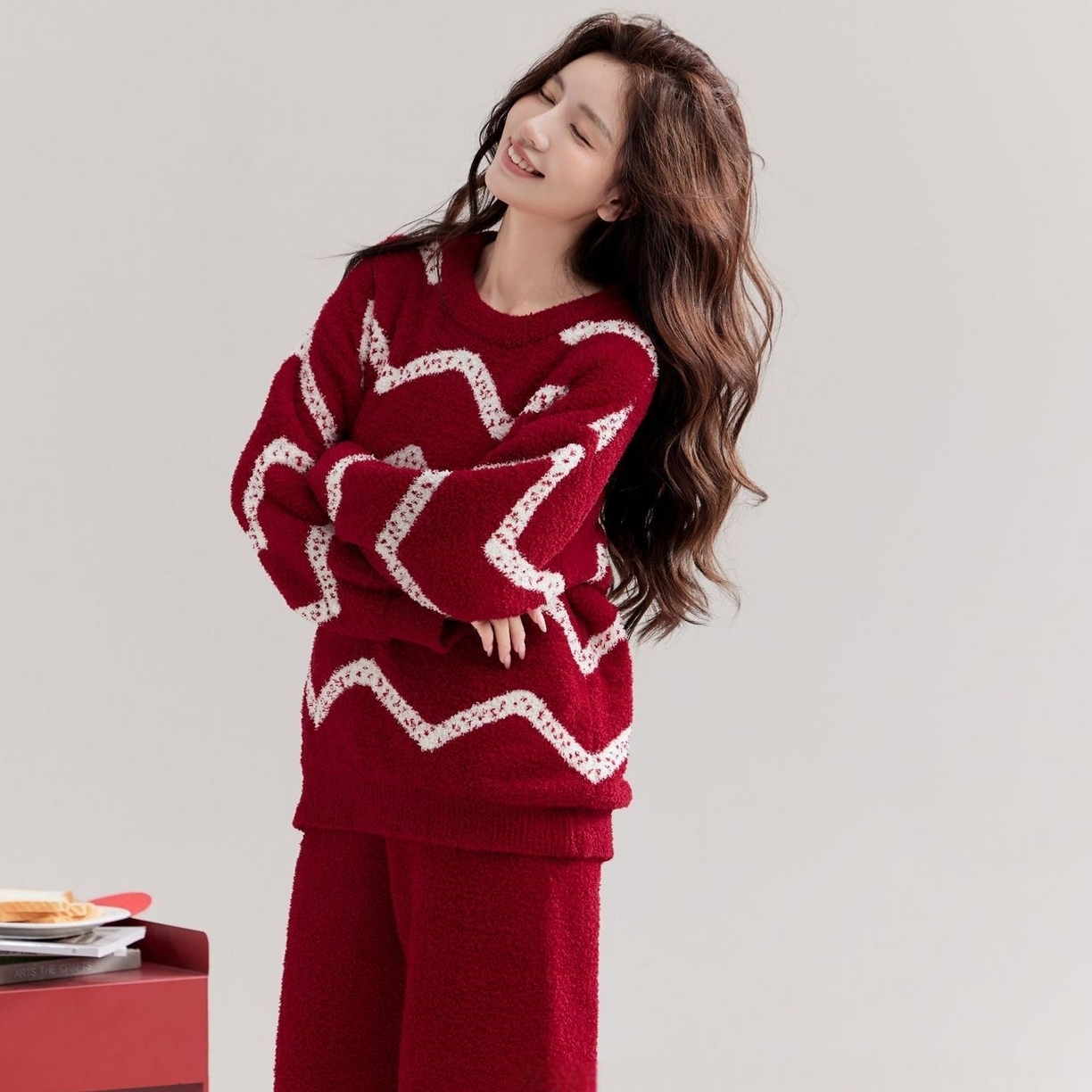 洛兰沙家居馆 2025新款半边绒高级感卡通圆领减龄家居服加厚可外穿百搭睡衣家居服 半边绒37