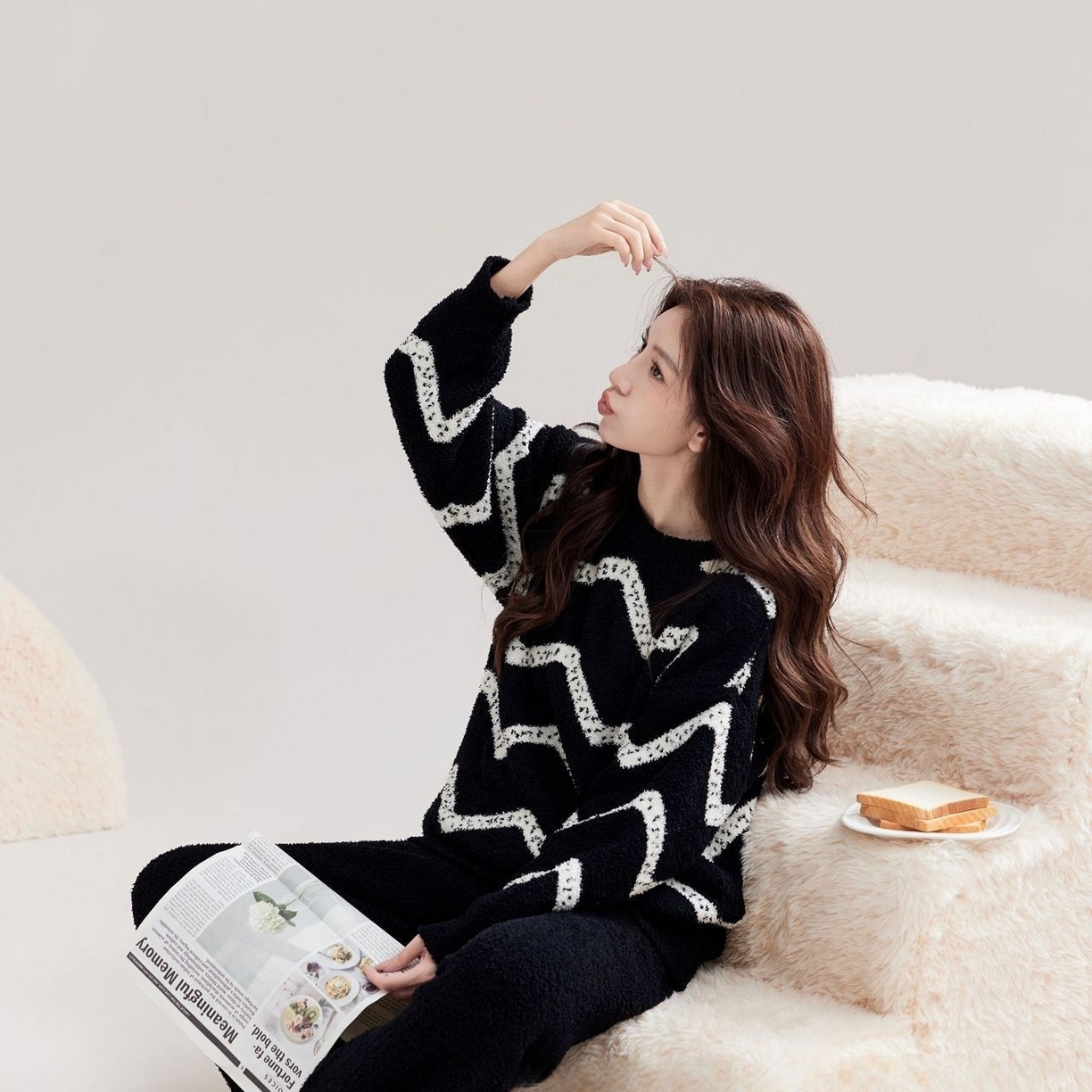 91家纺网 家纺一手货源 找家纺 洛兰沙家居馆 2025新款半边绒高级感卡通圆领减龄家居服加厚可外穿百搭睡衣家居服 半边绒14