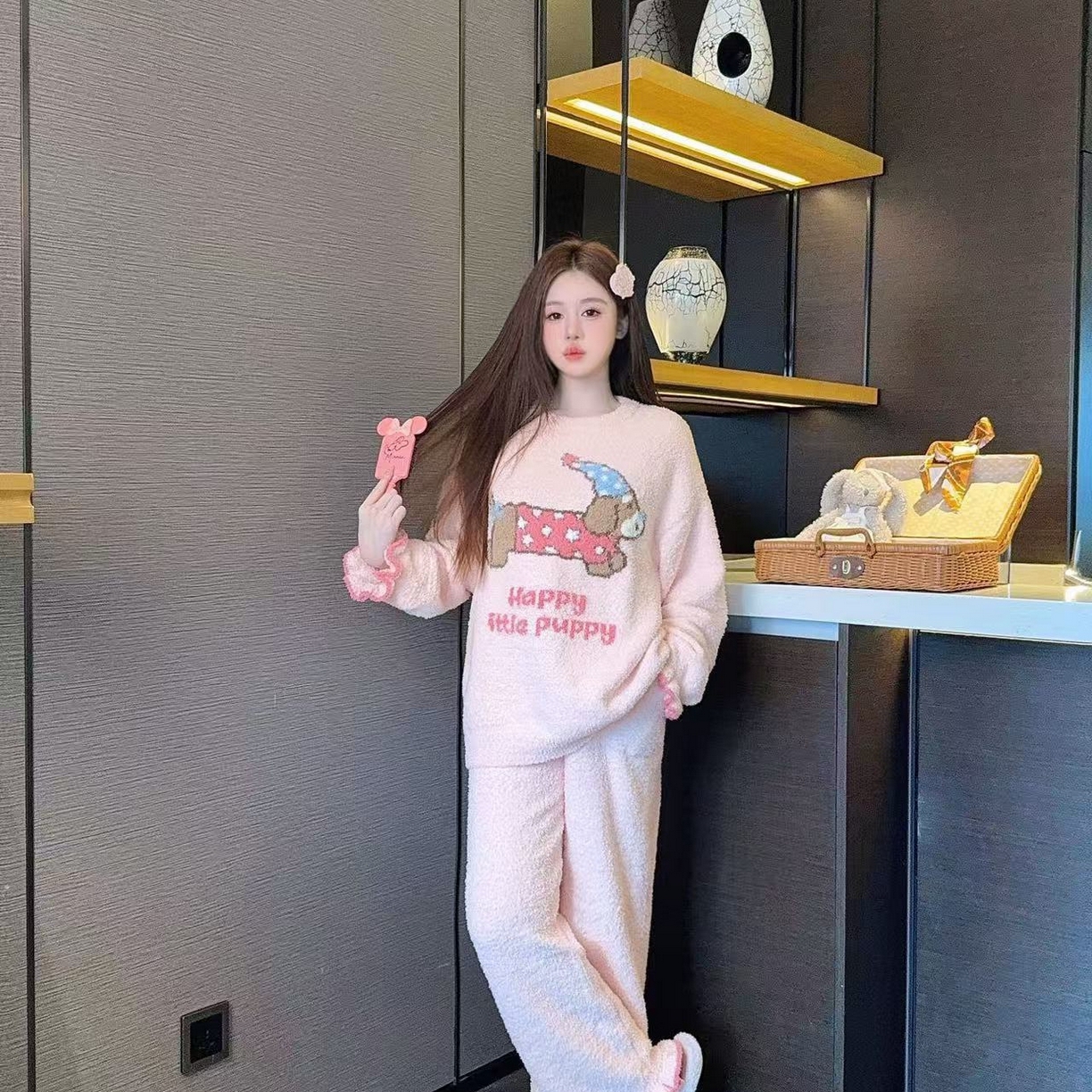 91家纺网 家纺一手货源 找家纺 洛兰沙家居馆 2025新款半边绒高级感卡通圆领减龄家居服加厚可外穿百搭睡衣家居服 半边绒33