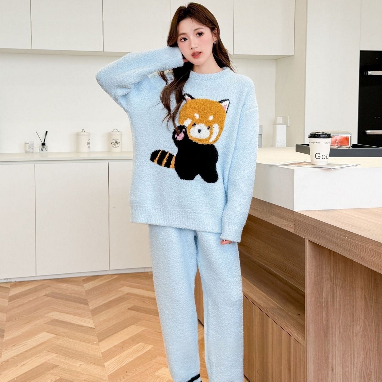 洛兰沙家居馆 2025新款半边绒高级感卡通圆领减龄家居服加厚可外穿百搭睡衣家居服 半边绒29