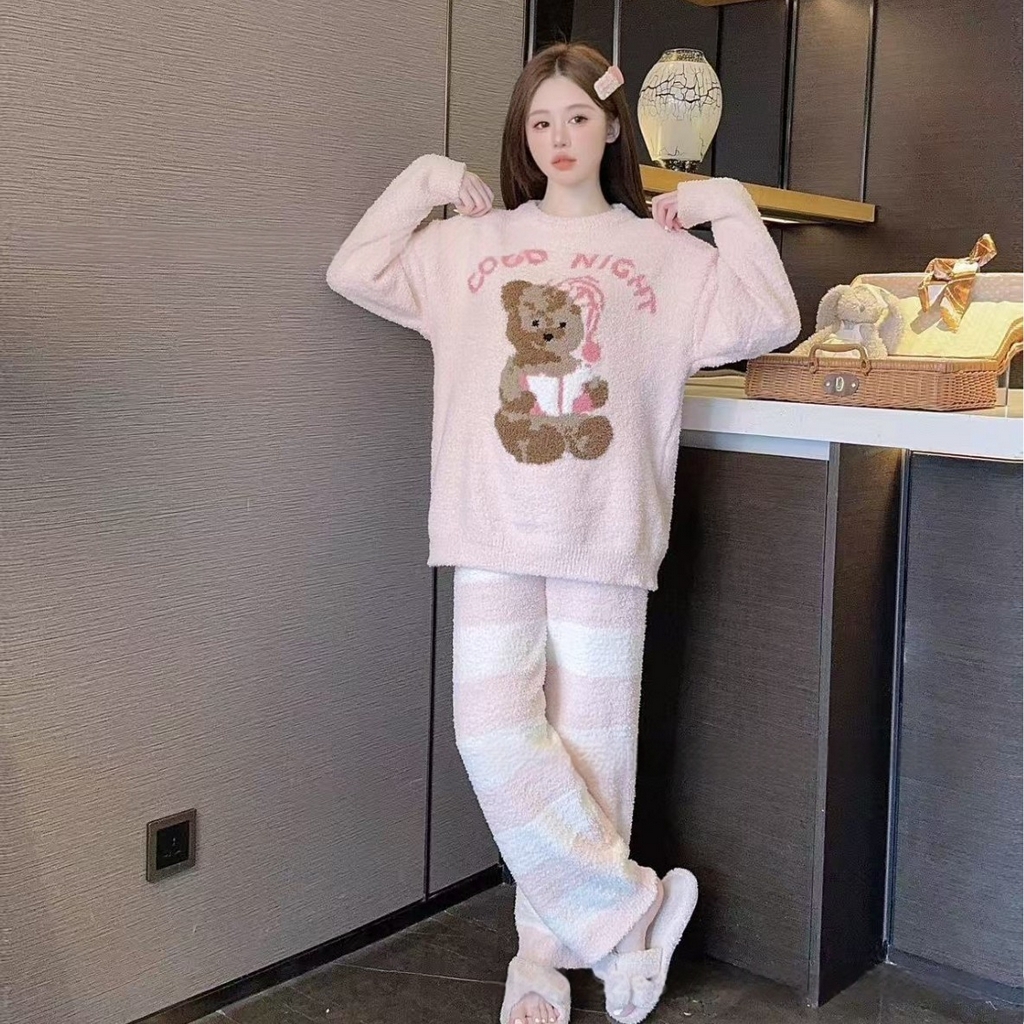 91家纺网 家纺一手货源 找家纺 洛兰沙家居馆 2025新款半边绒高级感卡通圆领减龄家居服加厚可外穿百搭睡衣家居服 半边绒36