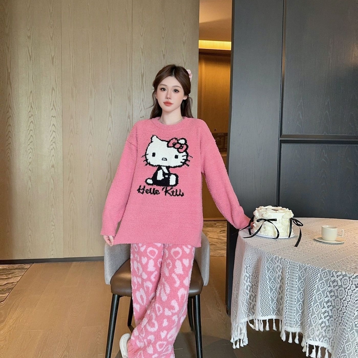 91家纺网 家纺一手货源 找家纺 洛兰沙家居馆 2025新款半边绒高级感卡通圆领减龄家居服加厚可外穿百搭睡衣家居服 半边绒15