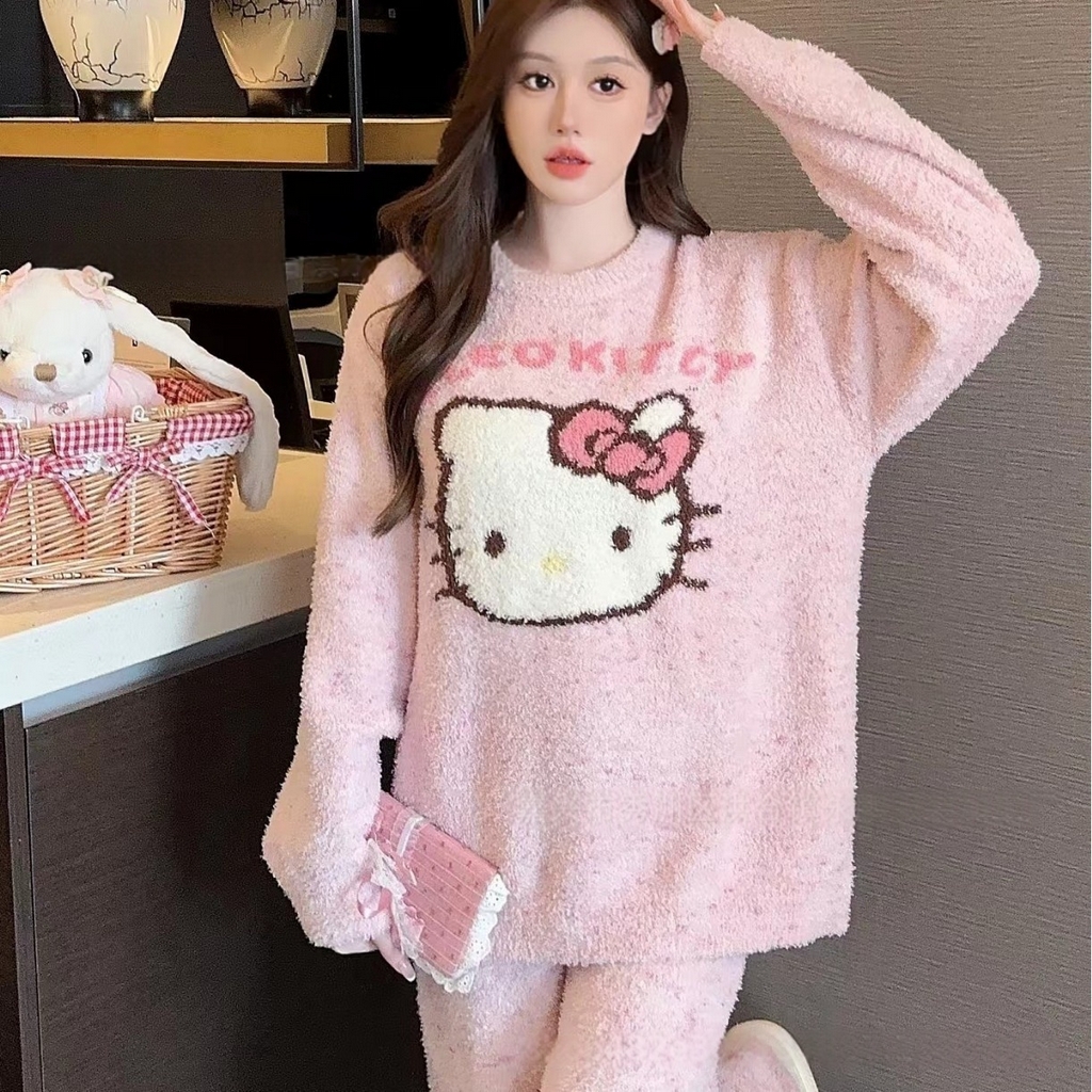 91家纺网 家纺一手货源 找家纺 洛兰沙家居馆 2025新款半边绒高级感卡通圆领减龄家居服加厚可外穿百搭睡衣家居服 半边绒20