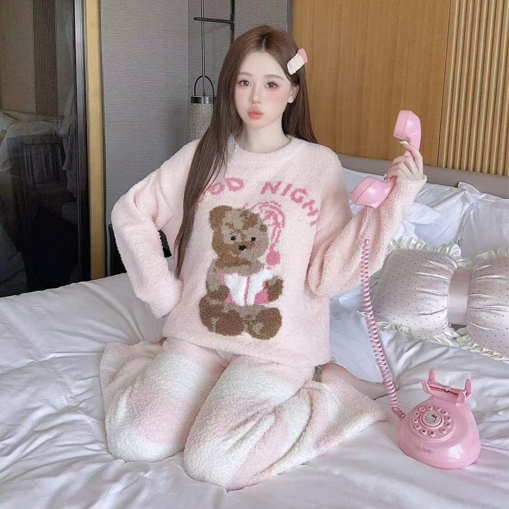 91家纺网 家纺一手货源 找家纺 洛兰沙家居馆 2025新款半边绒高级感卡通圆领减龄家居服加厚可外穿百搭睡衣家居服 半边绒36