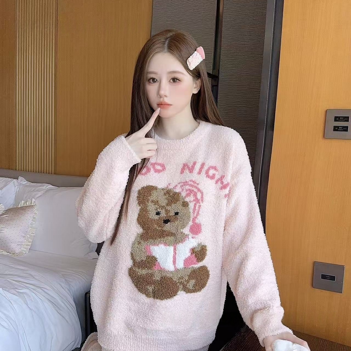 91家纺网 家纺一手货源 找家纺 洛兰沙家居馆 2025新款半边绒高级感卡通圆领减龄家居服加厚可外穿百搭睡衣家居服 半边绒36