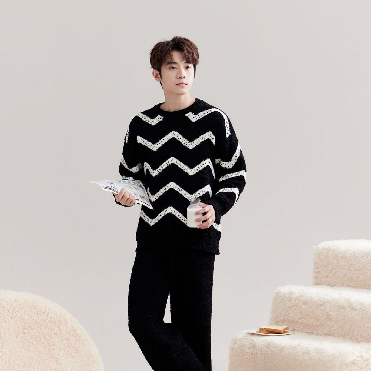 91家纺网 家纺一手货源 找家纺 洛兰沙家居馆 2025新款半边绒高级感卡通圆领减龄家居服加厚可外穿百搭睡衣家居服 半边绒14