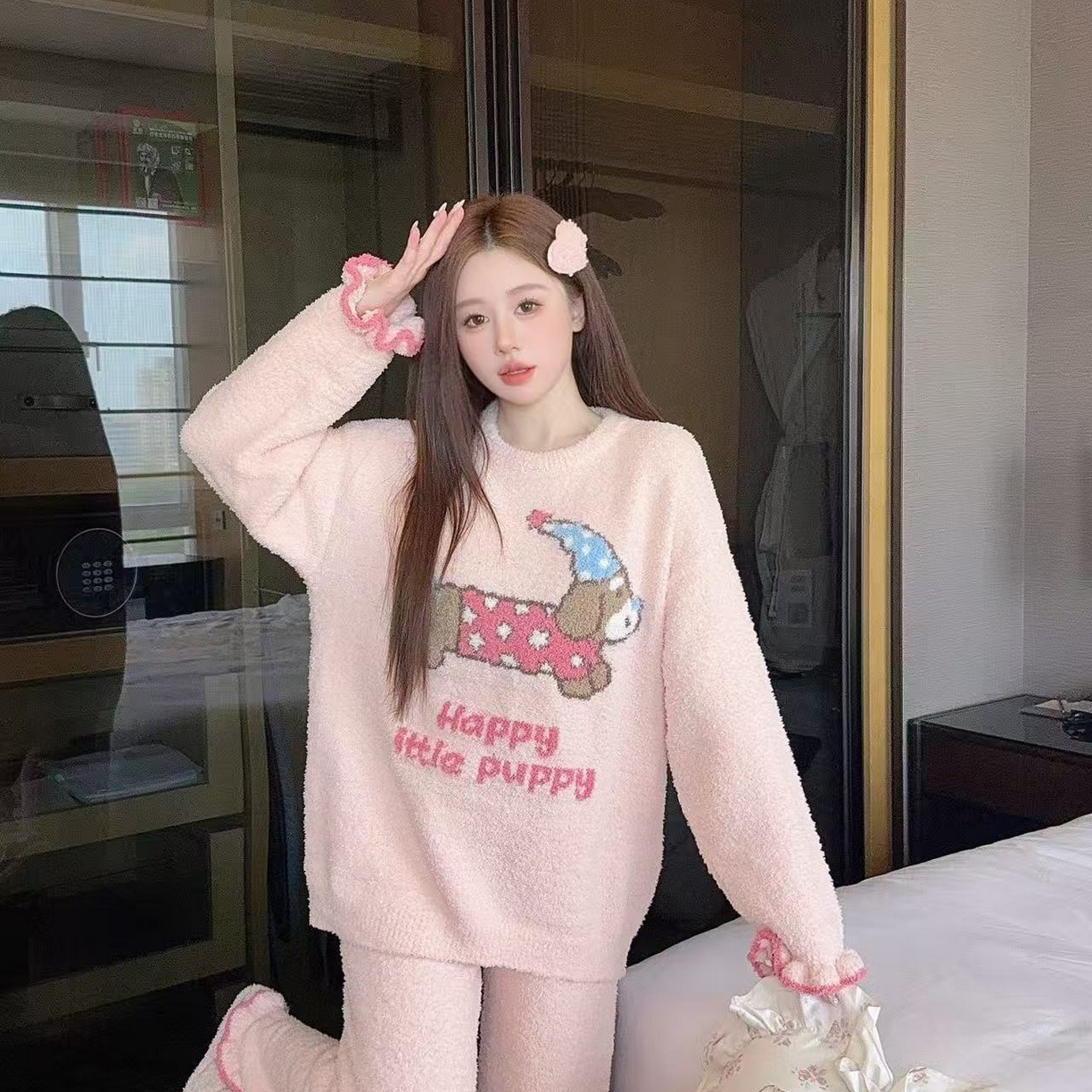 91家纺网 家纺一手货源 找家纺 洛兰沙家居馆 2025新款半边绒高级感卡通圆领减龄家居服加厚可外穿百搭睡衣家居服 半边绒33