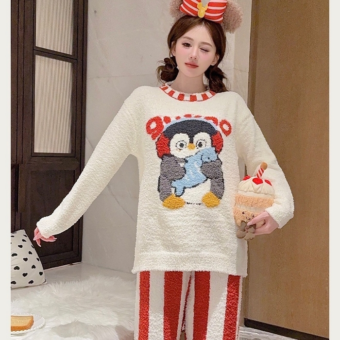 91家纺网 家纺一手货源 找家纺 洛兰沙家居馆 2025新款半边绒高级感卡通圆领减龄家居服加厚可外穿百搭睡衣家居服 半边绒11