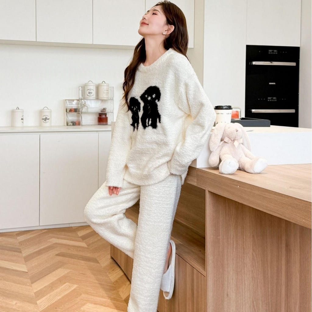 91家纺网 家纺一手货源 找家纺 洛兰沙家居馆 2025新款半边绒高级感卡通圆领减龄家居服加厚可外穿百搭睡衣家居服 半边绒13