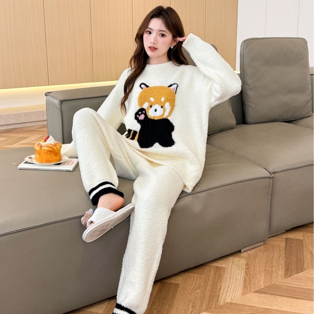 洛兰沙家居馆 2025新款半边绒高级感卡通圆领减龄家居服加厚可外穿百搭睡衣家居服 半边绒31