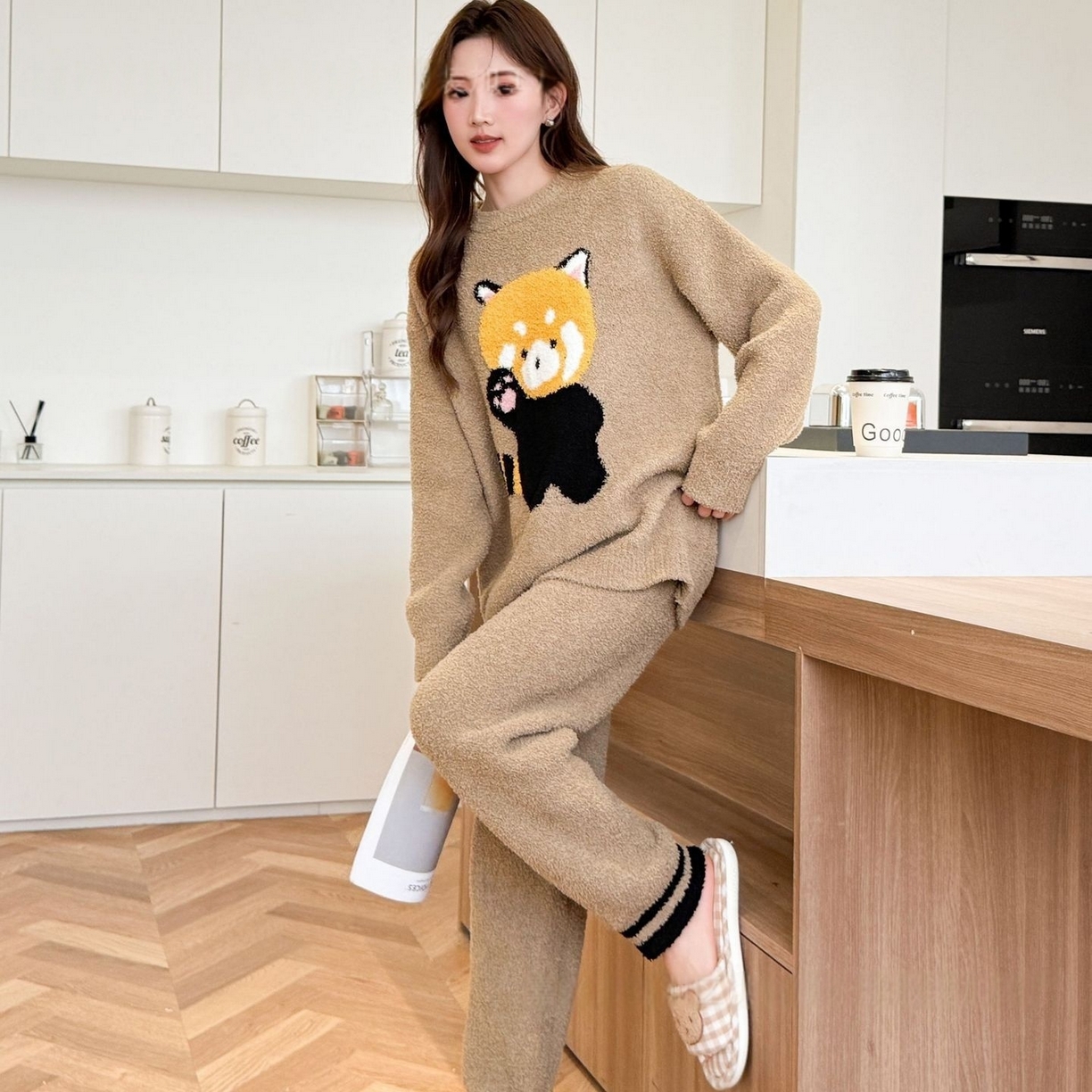 洛兰沙家居馆 2025新款半边绒高级感卡通圆领减龄家居服加厚可外穿百搭睡衣家居服 半边绒27