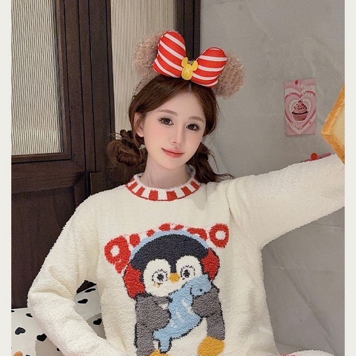 91家纺网 家纺一手货源 找家纺 洛兰沙家居馆 2025新款半边绒高级感卡通圆领减龄家居服加厚可外穿百搭睡衣家居服 半边绒11