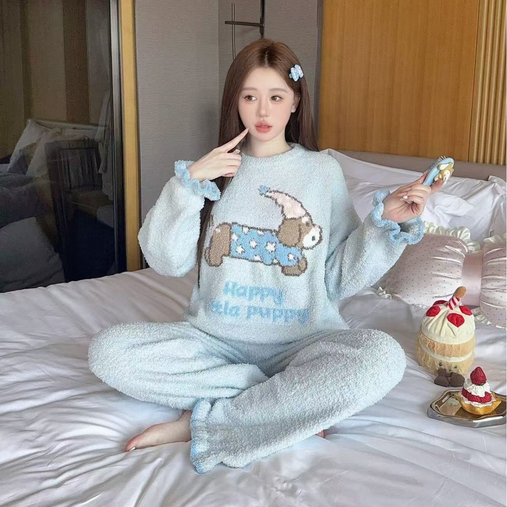 91家纺网 家纺一手货源 找家纺 洛兰沙家居馆 2025新款半边绒高级感卡通圆领减龄家居服加厚可外穿百搭睡衣家居服 半边绒21
