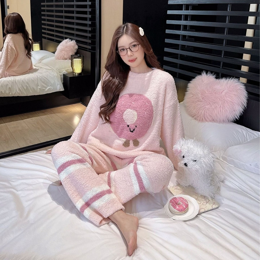 91家纺网 家纺一手货源 找家纺 洛兰沙家居馆 2025新款半边绒高级感卡通圆领减龄家居服加厚可外穿百搭睡衣家居服 半边绒19