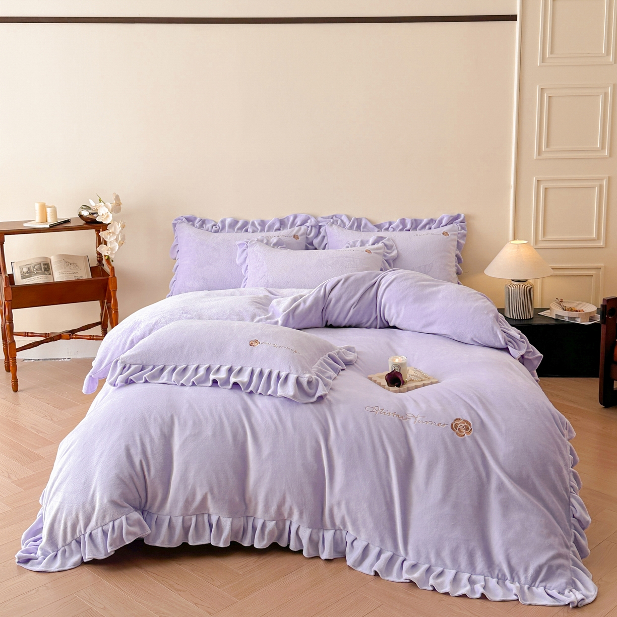 花满路 2025新款亲肤舒适绒四件套-山茶花系列 山茶花-紫