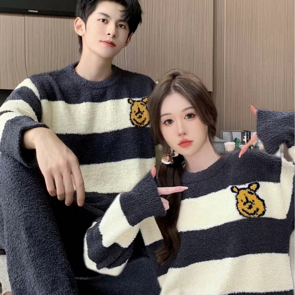 91家纺网 家纺一手货源 找家纺 洛兰沙家居馆 2025新款半边绒高级感卡通圆领减龄家居服加厚可外穿百搭睡衣家居服 半边绒9