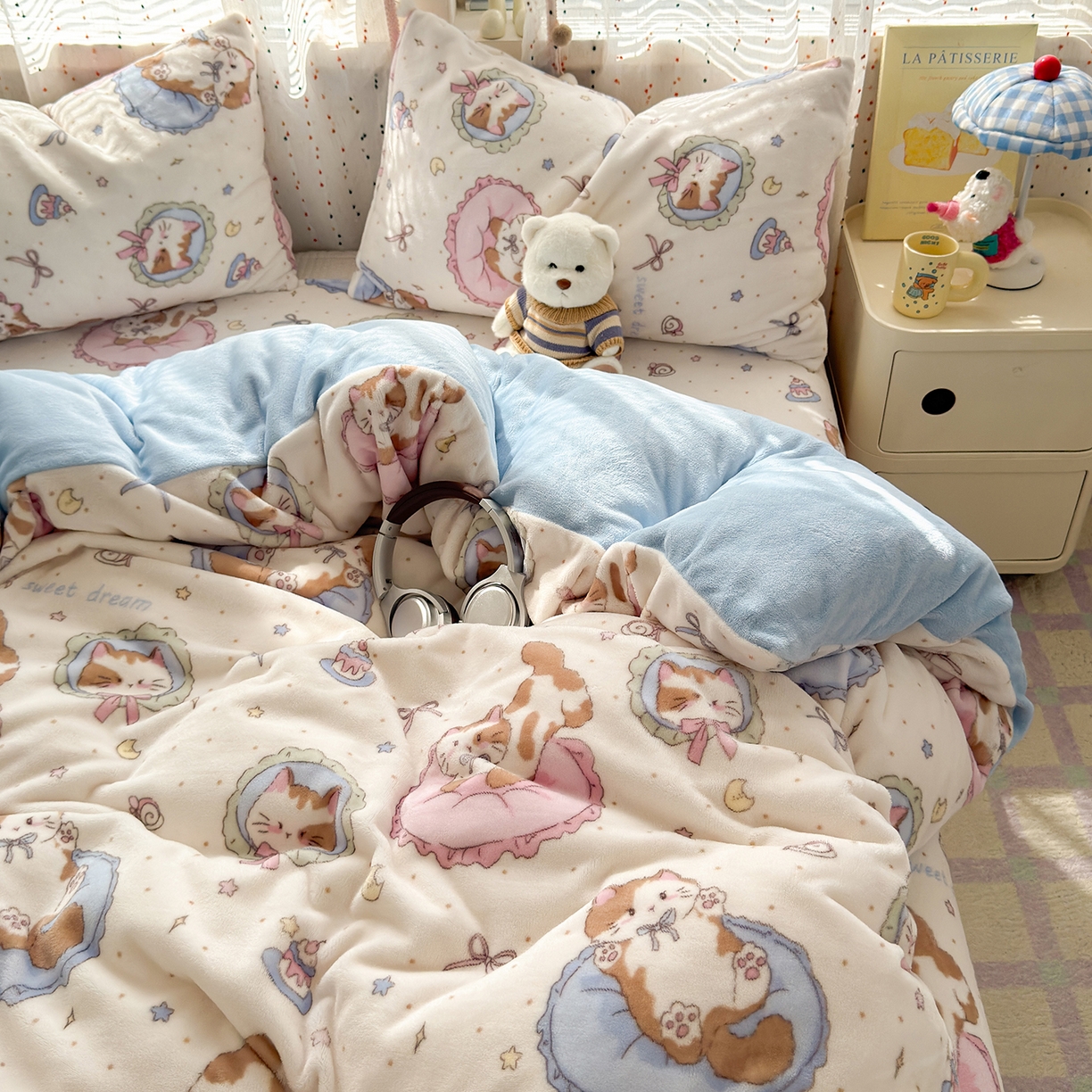 91家纺网 家纺一手货源 找家纺 （总）沐芷 2025 高克重加厚A类牛奶绒四件套珊瑚绒卡通简约三件套