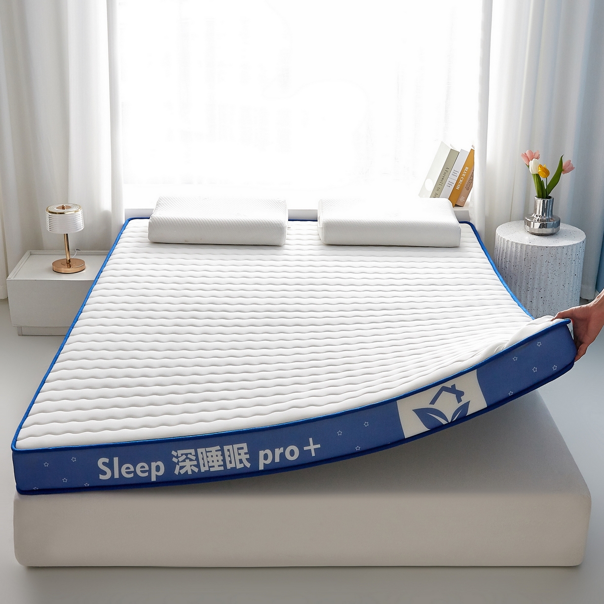 91家纺网 家纺一手货源 找家纺 鑫梦莱 2025新款深睡眠波浪系列乳胶海绵床垫立体款（成人图） 深睡白-6cm