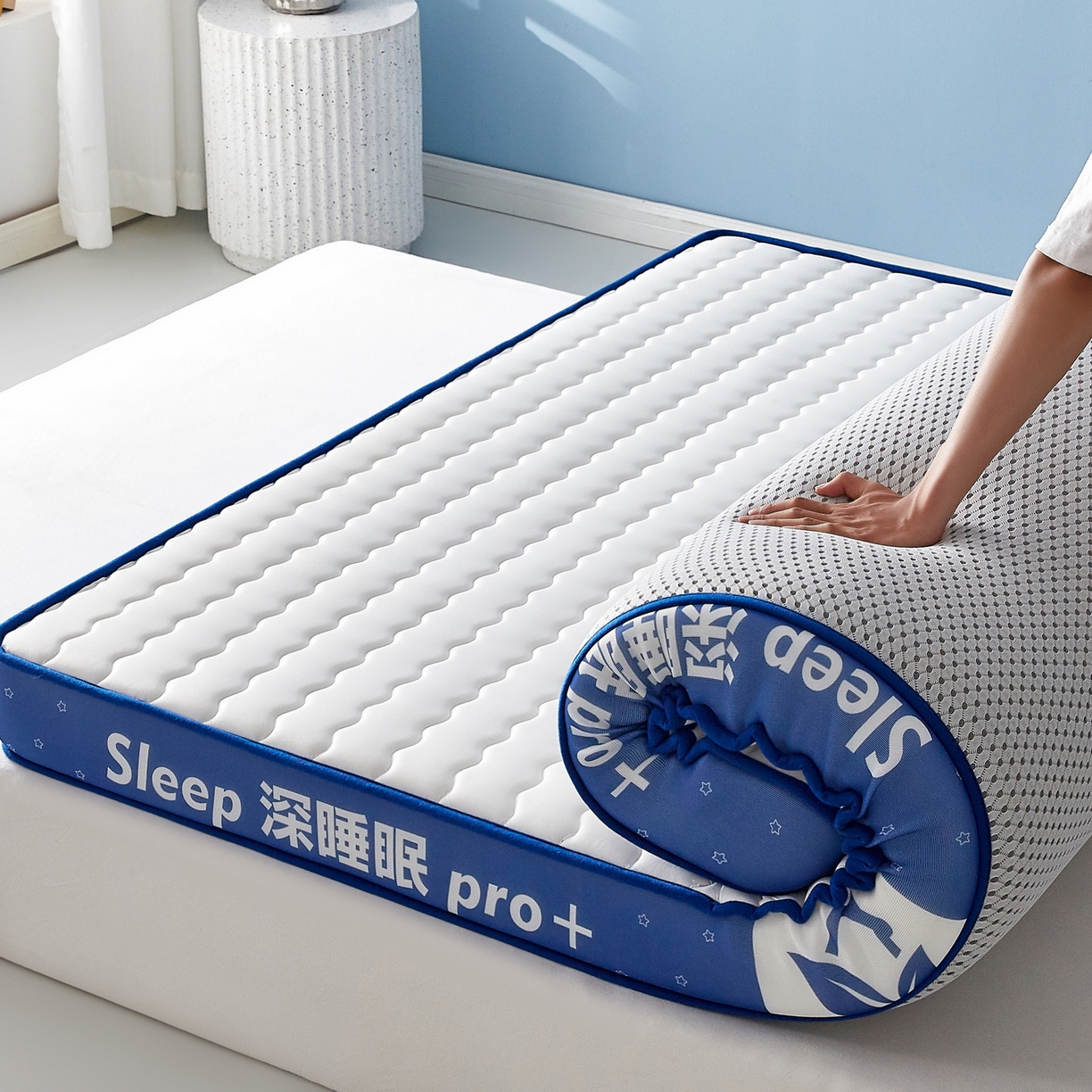91家纺网 家纺一手货源 找家纺 鑫梦莱 2025新款深睡眠波浪系列乳胶海绵床垫立体款（成人图） 深睡白-6cm