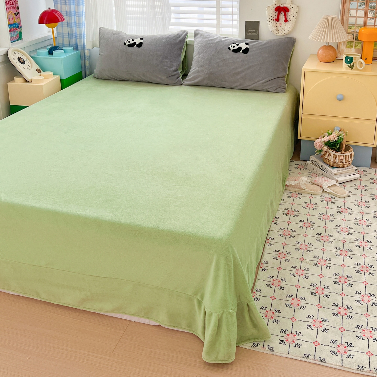 91家纺网 家纺一手货源 找家纺 典曼家纺 2025新款卡通毛巾绣四件套 胖胖熊灰