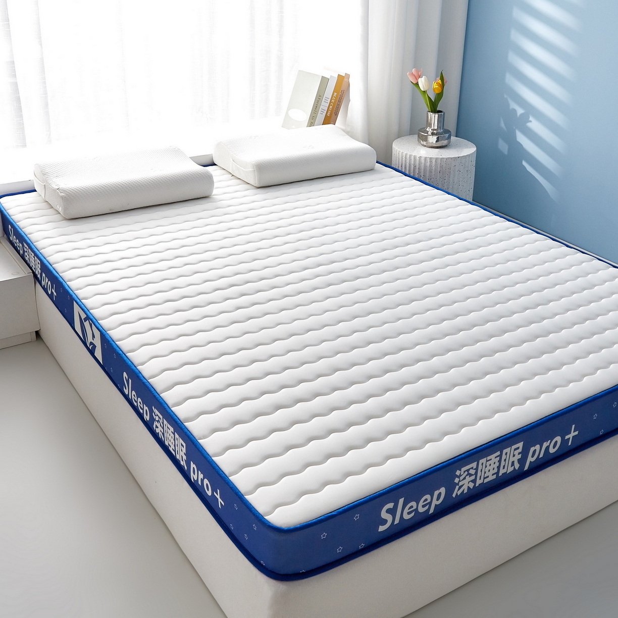 91家纺网 家纺一手货源 找家纺 鑫梦莱 2025新款深睡眠波浪系列乳胶海绵床垫立体款（成人图） 深睡白-9cm