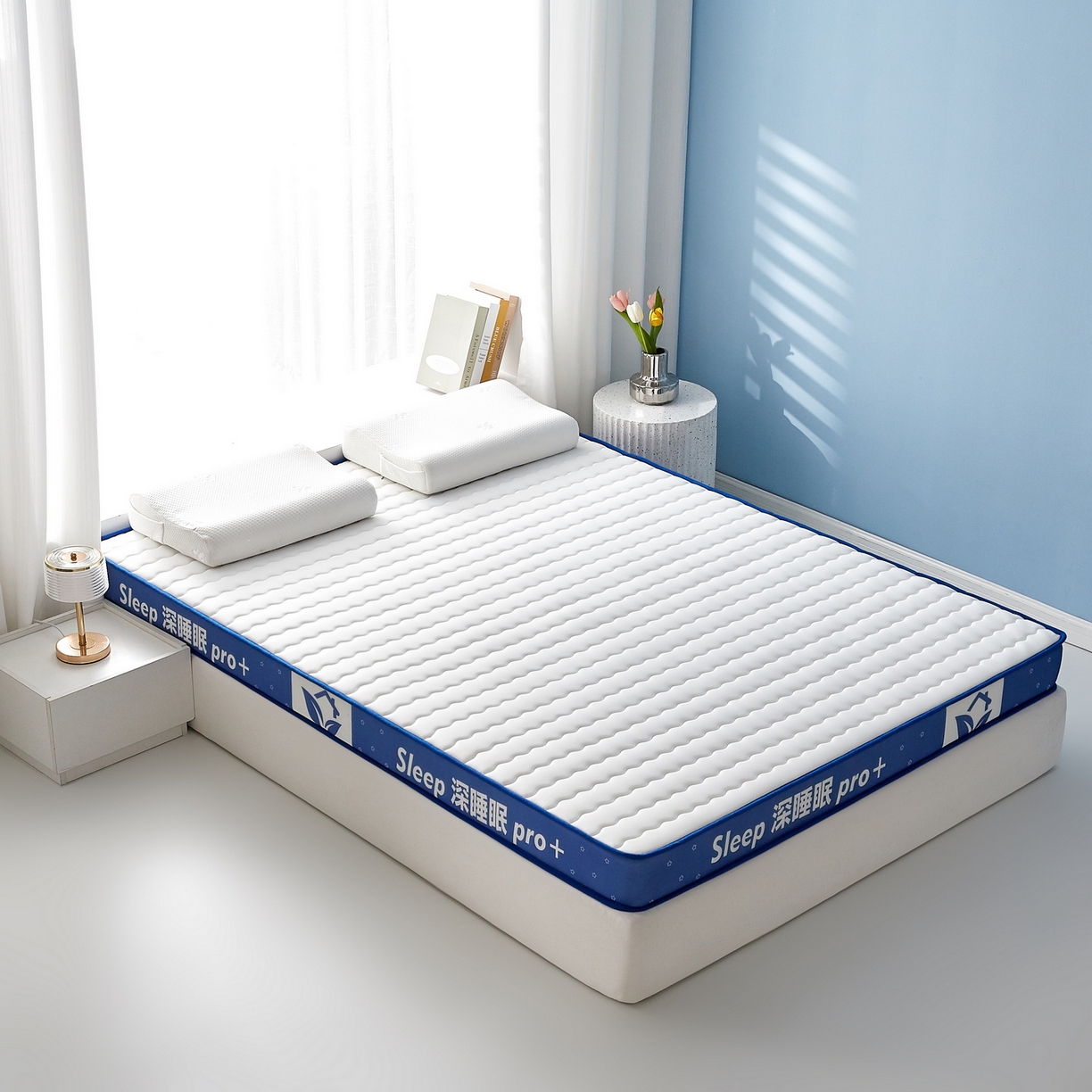 91家纺网 家纺一手货源 找家纺 鑫梦莱 2025新款深睡眠波浪系列乳胶海绵床垫立体款（成人图） 深睡白-9cm