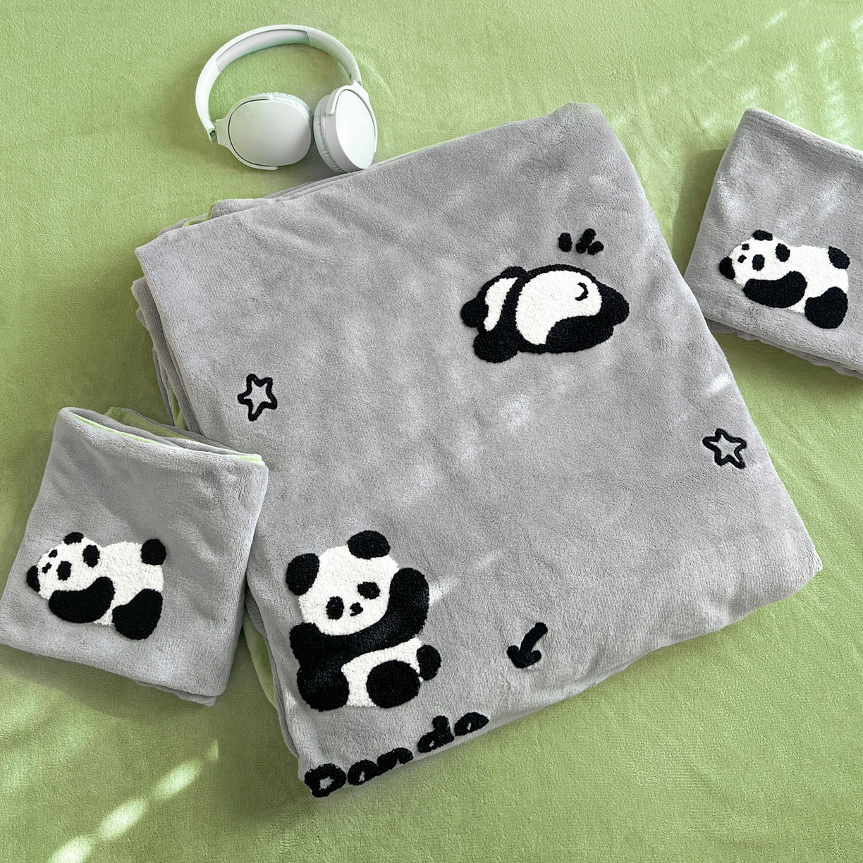 91家纺网 家纺一手货源 找家纺 典曼家纺 2025新款卡通毛巾绣四件套 胖胖熊灰