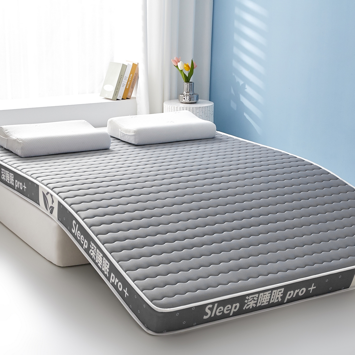 91家纺网 家纺一手货源 找家纺 鑫梦莱 2025新款深睡眠波浪系列乳胶海绵床垫立体款（成人图） 深睡灰-6cm
