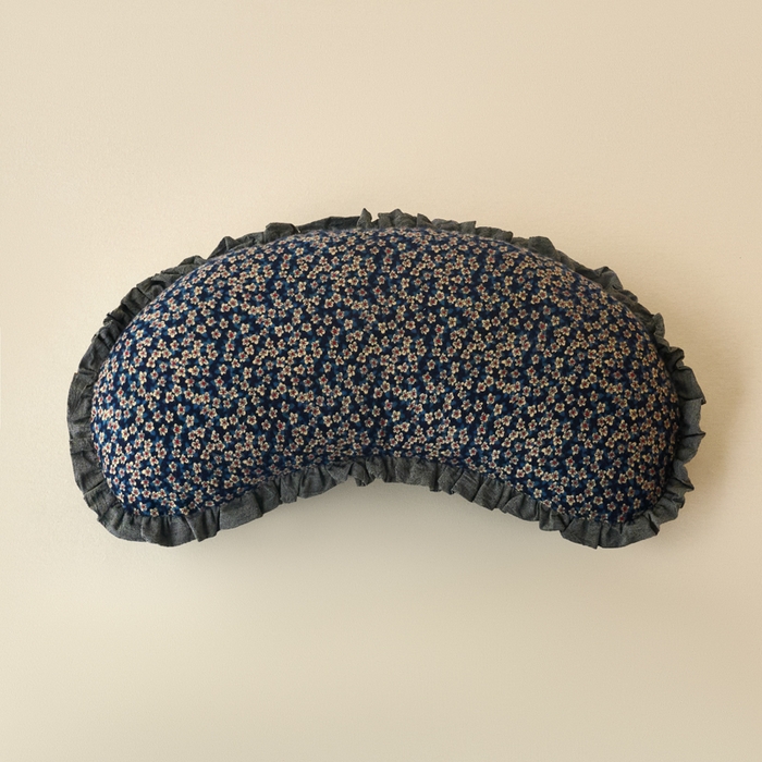 明星枕业 2025新款全棉磨毛荞麦枕头枕芯花边饺子形枕全荞麦壳月牙护颈枕枕头枕芯 饺子枕-繁星蓝