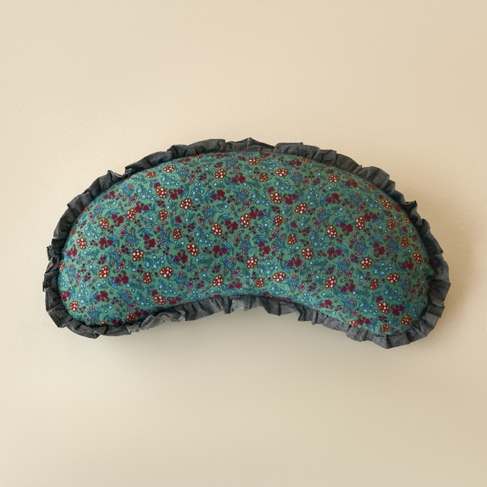 明星枕业 2025新款全棉磨毛荞麦枕头枕芯花边饺子形枕全荞麦壳月牙护颈枕枕头枕芯 饺子枕-绿碎花