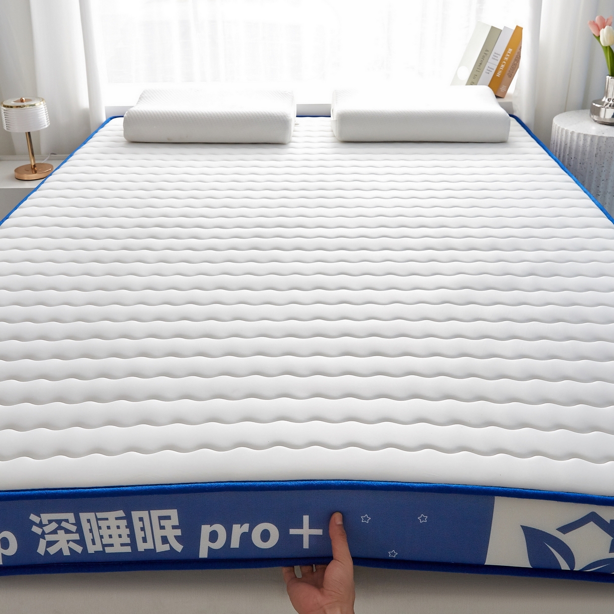 91家纺网 家纺一手货源 找家纺 鑫梦莱 2025新款深睡眠波浪系列乳胶海绵床垫立体款（成人图） 深睡白-9cm