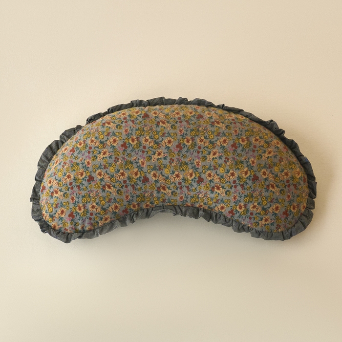 明星枕业 2025新款全棉磨毛荞麦枕头枕芯花边饺子形枕全荞麦壳月牙护颈枕枕头枕芯 饺子枕-灰碎花