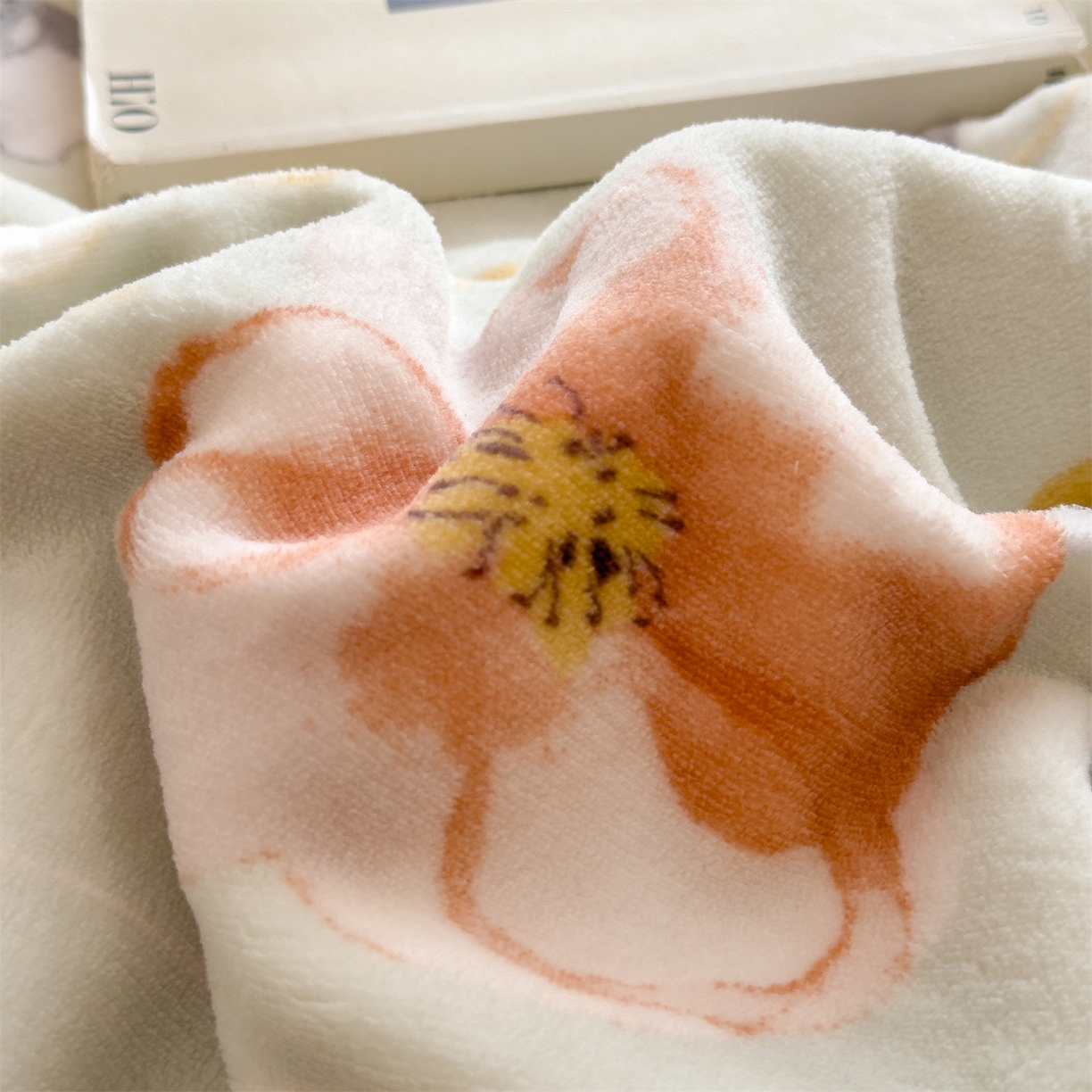 91家纺网 家纺一手货源 找家纺 慕木家纺 2025新款高克重印花牛奶绒云锦绒双层毛毯毛毯毯子（可供跨境提供买家秀） 双层毛毯-秋海棠+白