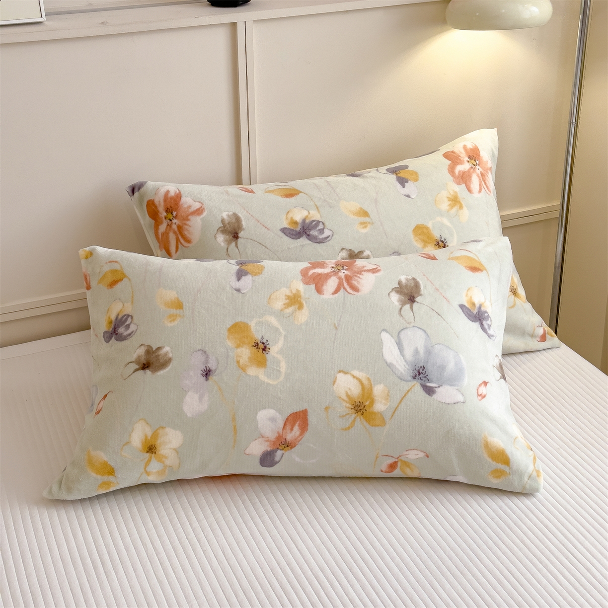 91家纺网 家纺一手货源 找家纺 慕木家纺 2025新款高克重印花牛奶绒云锦绒双层毛毯毛毯毯子（可供跨境提供买家秀） 双层毛毯-秋海棠+白