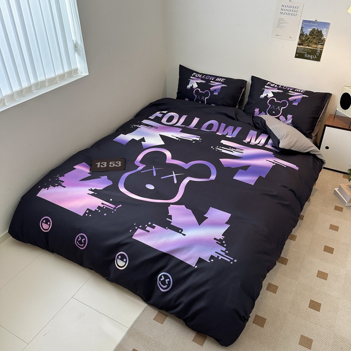 91家纺网 家纺一手货源 找家纺 色鬼布艺高端家居主号 2025新款现代简约网红款四季棉四件套 电击熊