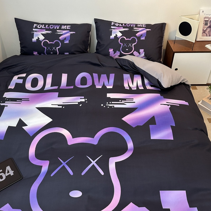 91家纺网 家纺一手货源 找家纺 色鬼布艺高端家居主号 2025新款现代简约网红款四季棉四件套 电击熊