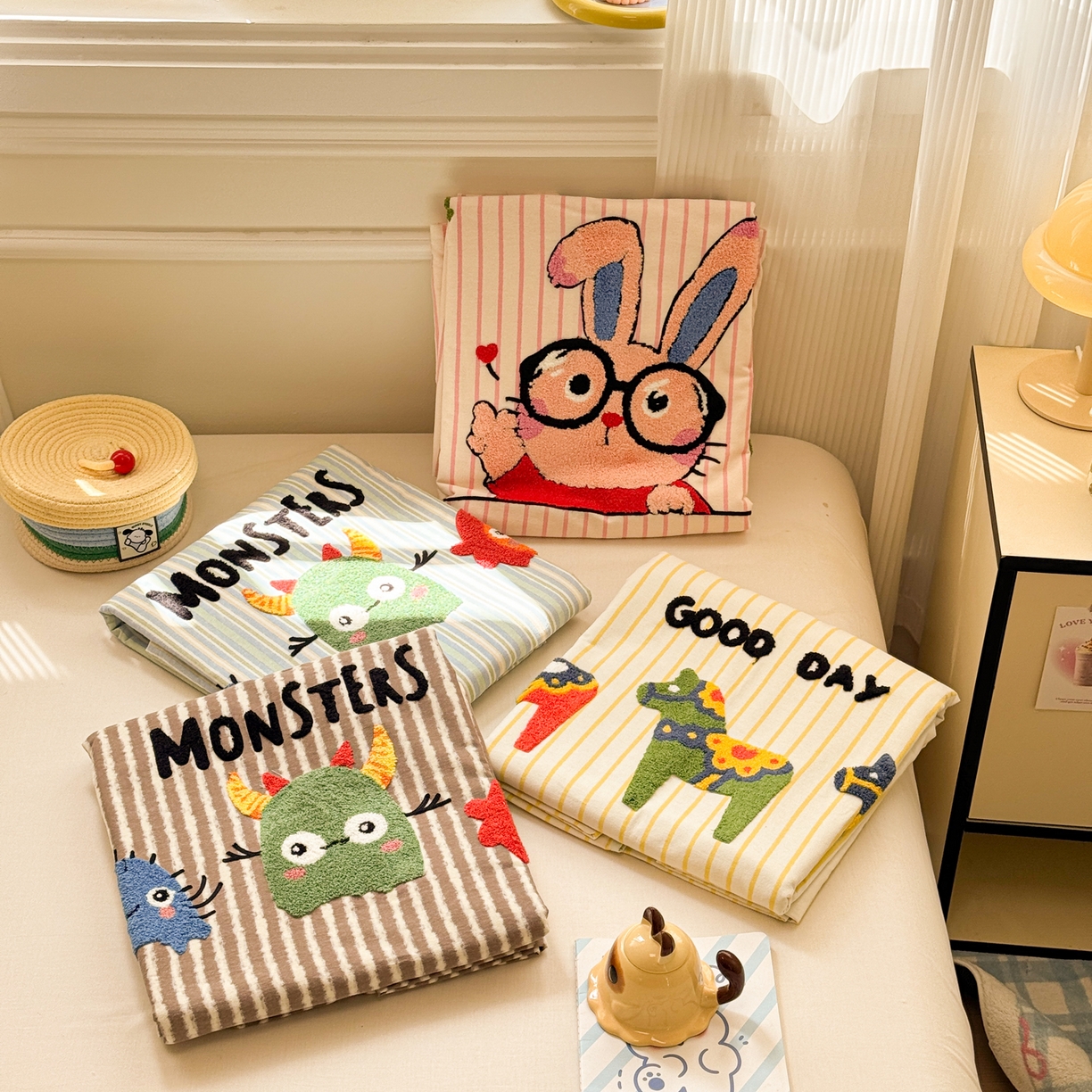 91家纺网 家纺一手货源 找家纺 （总）女子家纺 2025新款全棉磨毛卡通毛巾绣四件套