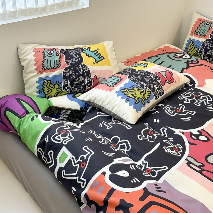 91家纺网 家纺一手货源 找家纺 色鬼布艺高端家居主号 2025新款现代简约网红款四季棉四件套 多巴胺