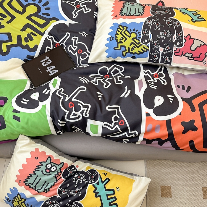 91家纺网 家纺一手货源 找家纺 色鬼布艺高端家居主号 2025新款现代简约网红款四季棉四件套 多巴胺