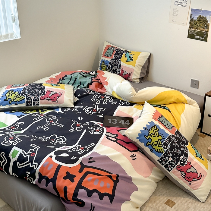 91家纺网 家纺一手货源 找家纺 色鬼布艺高端家居主号 2025新款现代简约网红款四季棉四件套 多巴胺