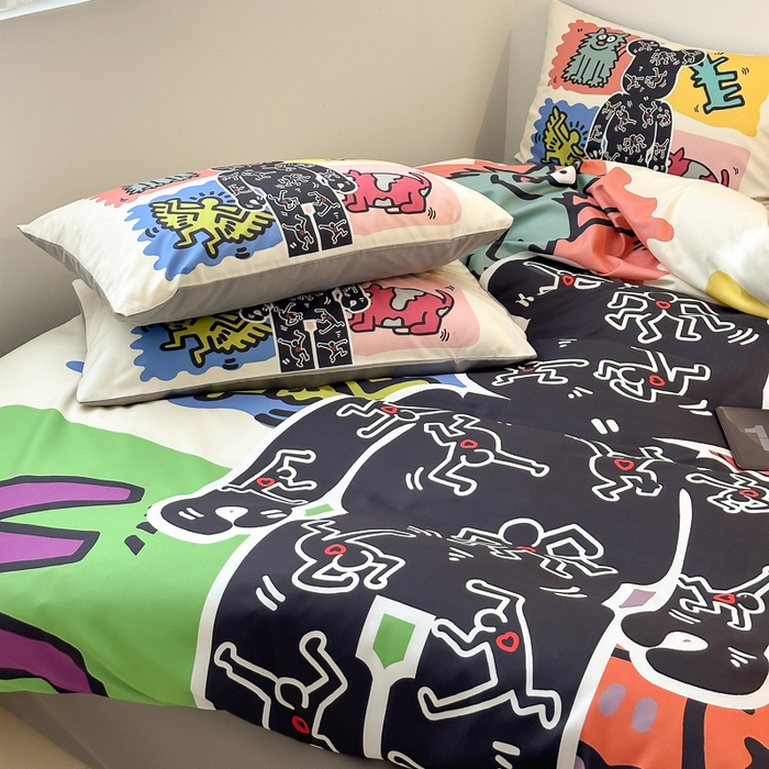 91家纺网 家纺一手货源 找家纺 色鬼布艺高端家居主号 2025新款现代简约网红款四季棉四件套 多巴胺