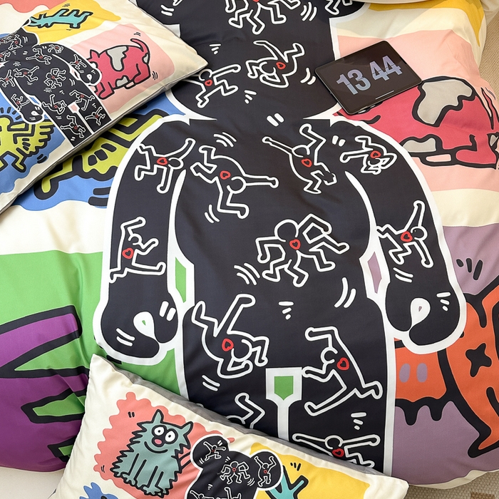 91家纺网 家纺一手货源 找家纺 色鬼布艺高端家居主号 2025新款现代简约网红款四季棉四件套 多巴胺