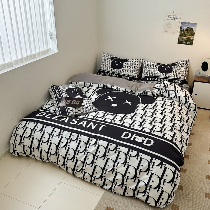 91家纺网 家纺一手货源 找家纺 色鬼布艺高端家居主号 2025新款现代简约网红款四季棉四件套 黑白迪