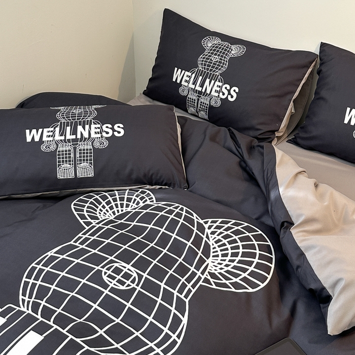 91家纺网 家纺一手货源 找家纺 色鬼布艺高端家居主号 2025新款现代简约网红款四季棉四件套 机器熊