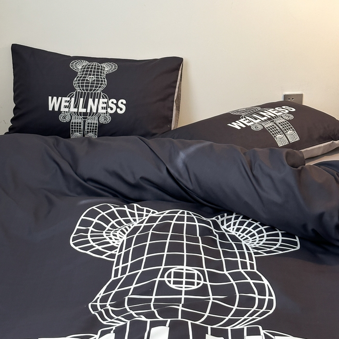 91家纺网 家纺一手货源 找家纺 色鬼布艺高端家居主号 2025新款现代简约网红款四季棉四件套 机器熊