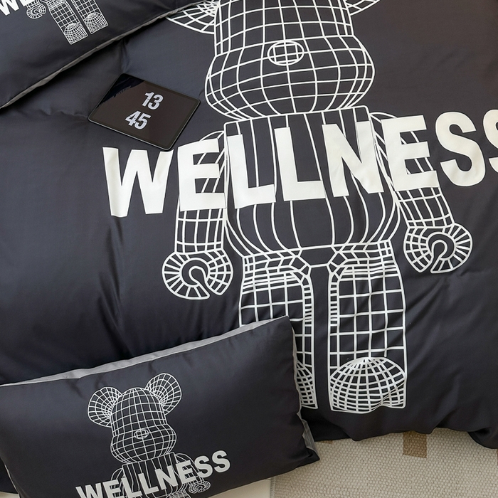 91家纺网 家纺一手货源 找家纺 色鬼布艺高端家居主号 2025新款现代简约网红款四季棉四件套 机器熊